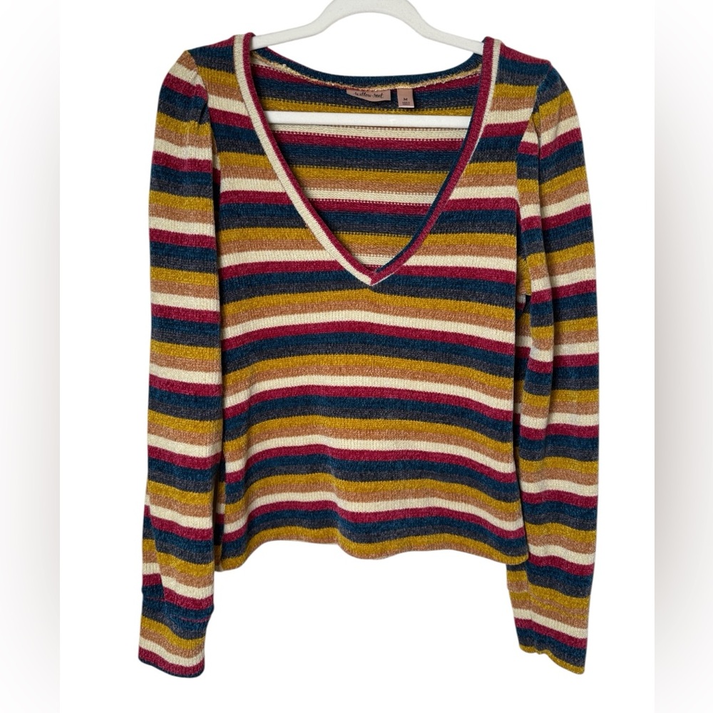 Willow & Root Medium Striped V-Neck Sweater